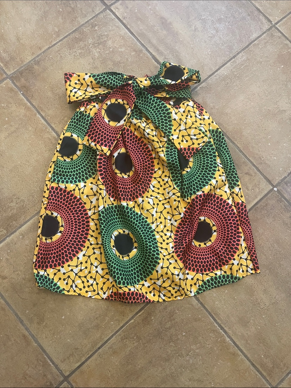 African Print Wrap Skirt in Yellow, Green & Red